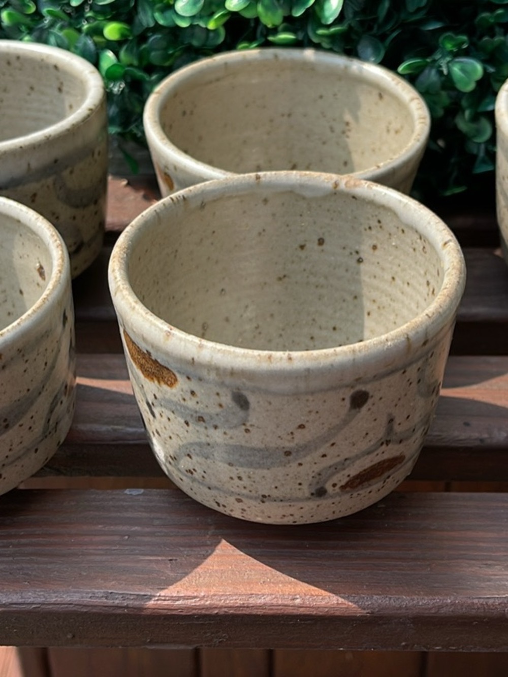 Handmade Ceramic Planter Pot - Cream Speckled Glaze- set of 6